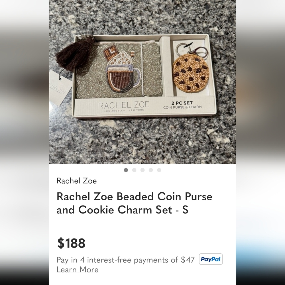 Rachel Zoe Silver Coin Purse with Cookie Charm - Picture 10 of 10